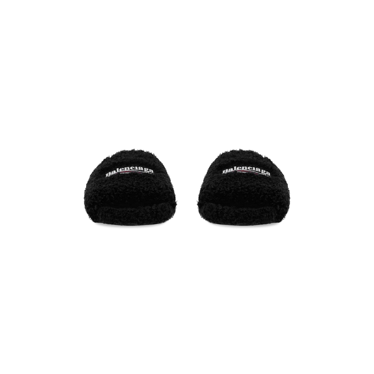 FURRY SLIDE SANDAL IN BLACK