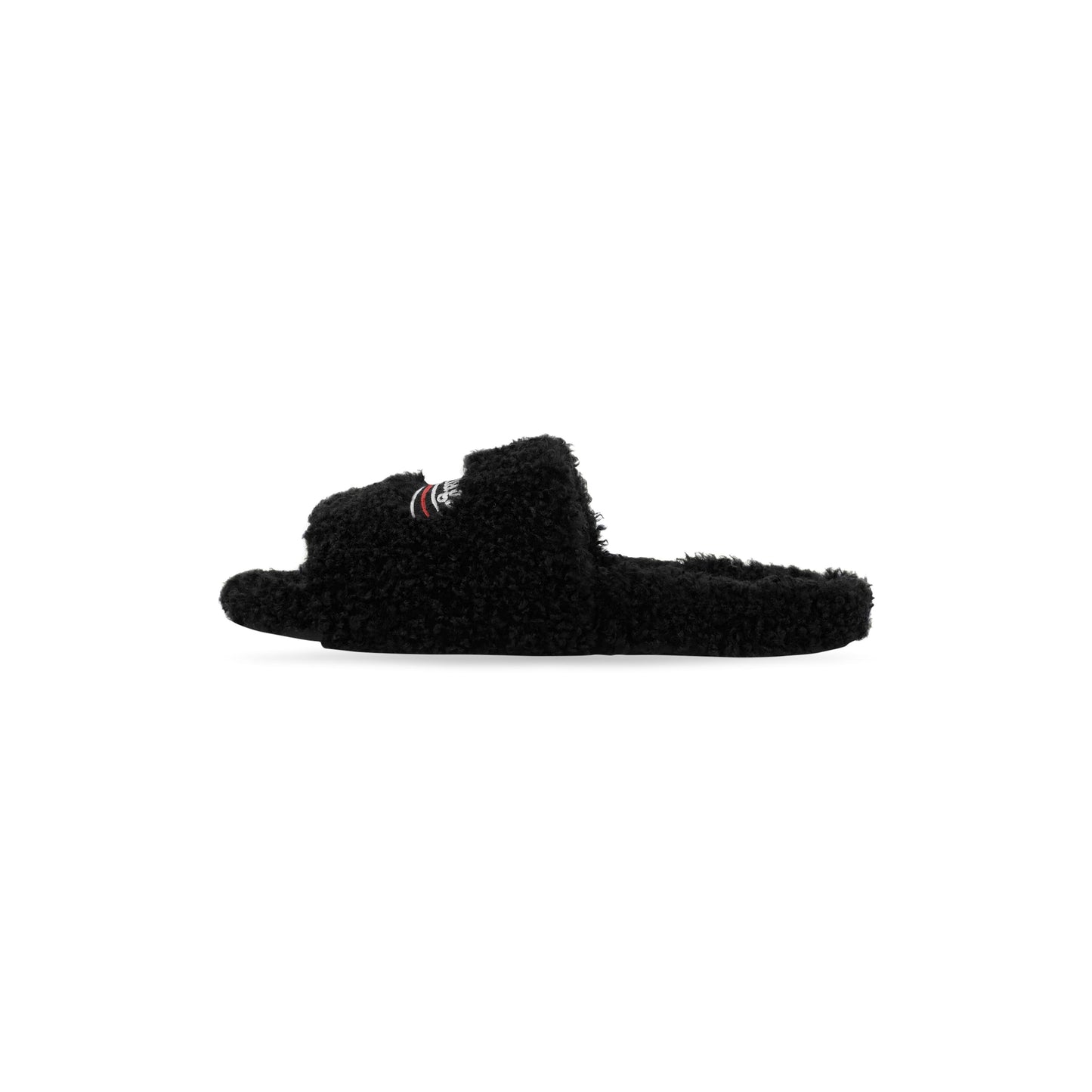 FURRY SLIDE SANDAL IN BLACK