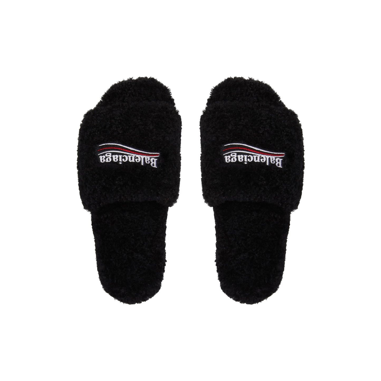 FURRY SLIDE SANDAL IN BLACK