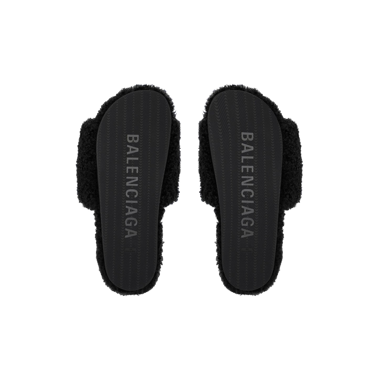 FURRY SLIDE SANDAL IN BLACK